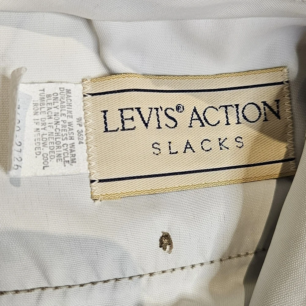 Vintage Levi’s Action Slacks Taupe Brown High Rise Straight Leg Pants 38x30 USA